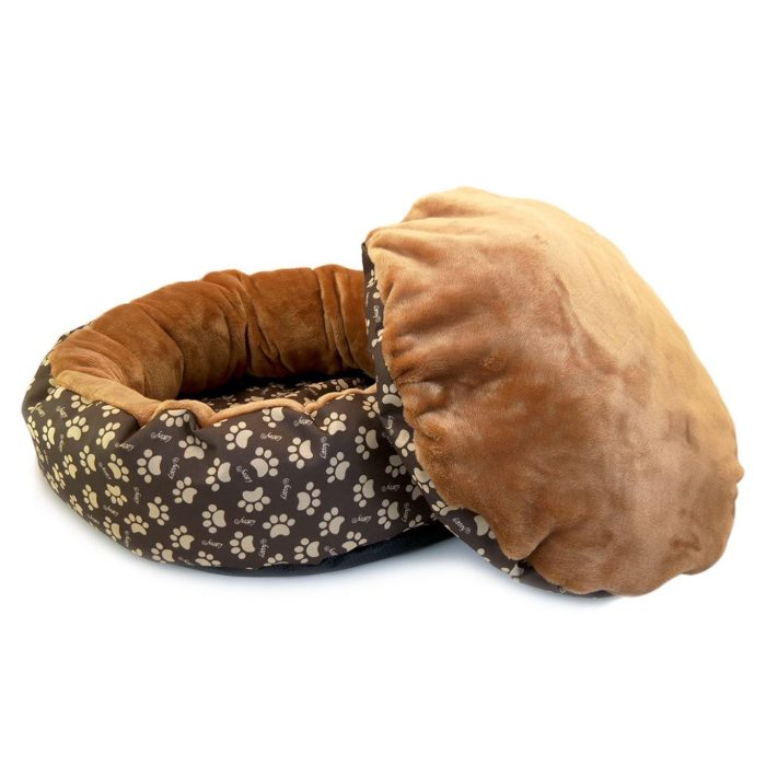Culcus moale cu perna pentru caine pisica crem 50 cm 4
