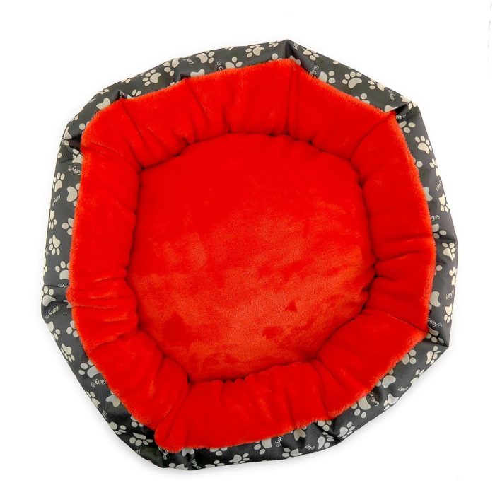 Culcus moale cu perna pentru caine pisica rosu 50 cm 2 square