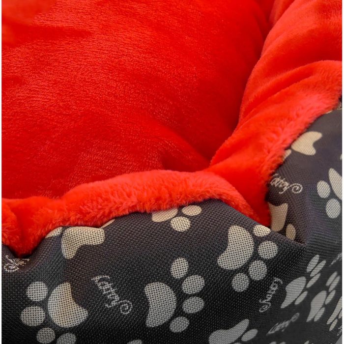 Culcus moale cu perna pentru caine pisica rosu 50 cm 3 square